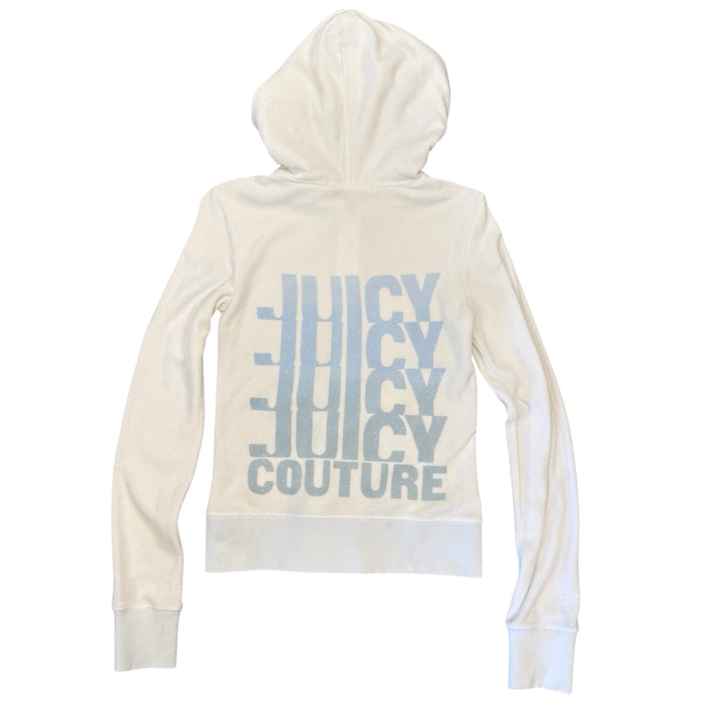 Juicy Couture White Hoodie with Light Blue Logo